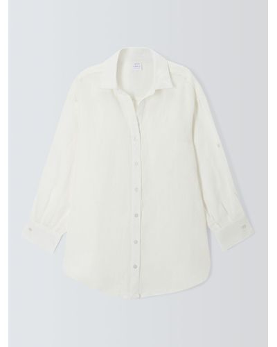 John Lewis Linen Blend Beach Shirt - White