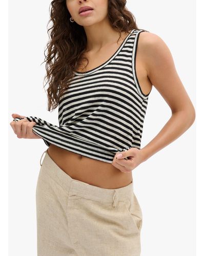 My Essential Wardrobe Lisa Striped Linen Blend Tank Top - Natural
