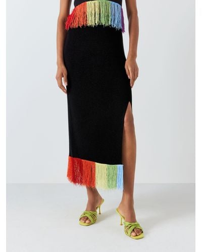 Olivia Rubin Faye Rainbow Fringe Skirt - Black