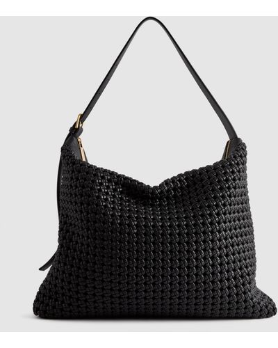 Reiss Vigo Woven Leather Tote Bag - Black