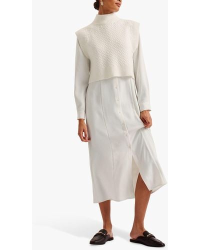 Ted Baker Elsiiey Knit Layer Shirt Dress - White