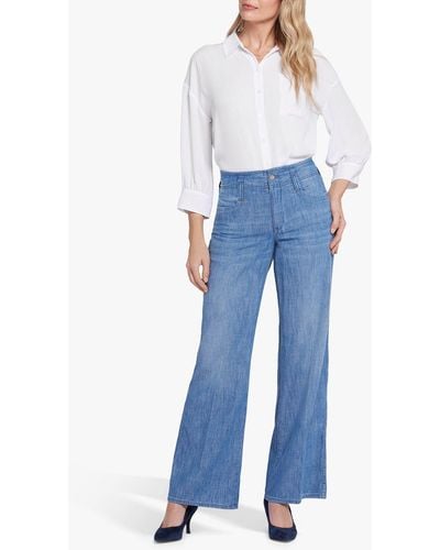 NYDJ Teresa Wide Leg High Rise Jeans - Blue