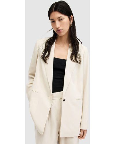 AllSaints Deri Lyn Linen Blend Blazer - Natural