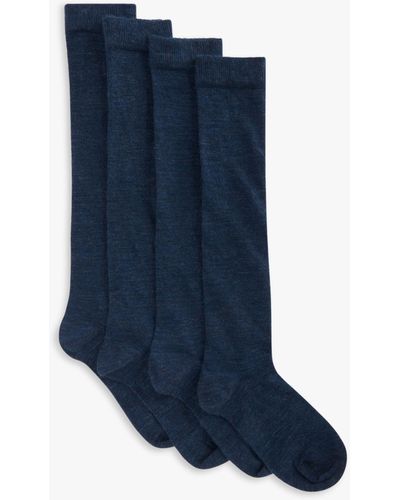 John Lewis Merino Wool Mix Knee High Socks - Blue