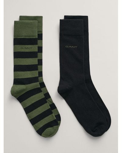 GANT Plain And Stripe Ankle Socks - Green