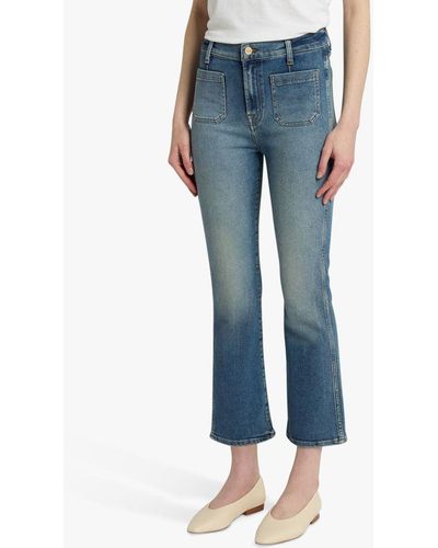 7 For All Mankind High Waist Slim Kick Cropped Jeans - Blue