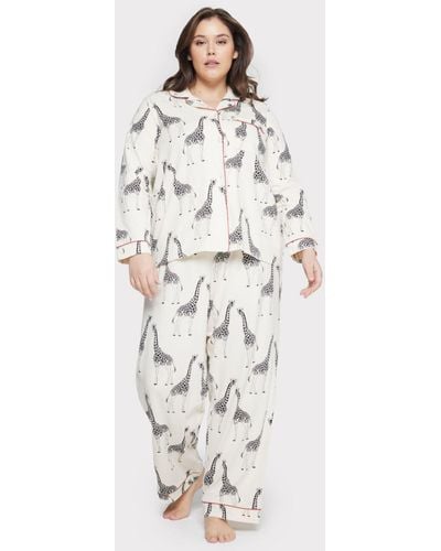 Chelsea Peers Curve Organic Cotton Giraffe Pyjama Set - White