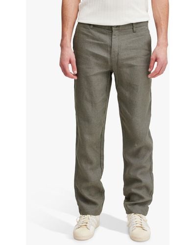 Casual Friday Pandrup Regular Fit Linen Trousers - Grey