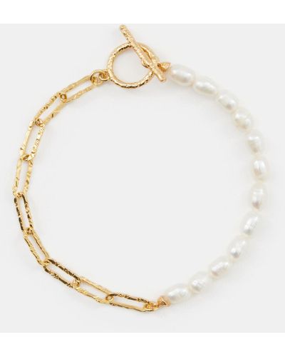 Hush Hadley Hammered Pearl Chain Bracelet - Metallic