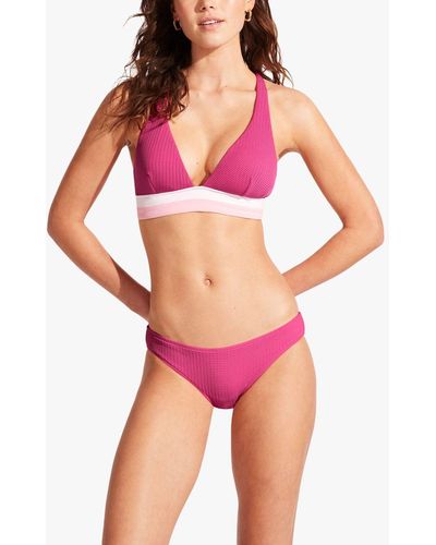 Seafolly Slice Of Splice Longline Triangle Bikini Top - Pink