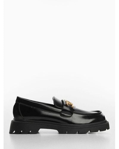 Mango Funki Faux Leather Chain Loafers - Black