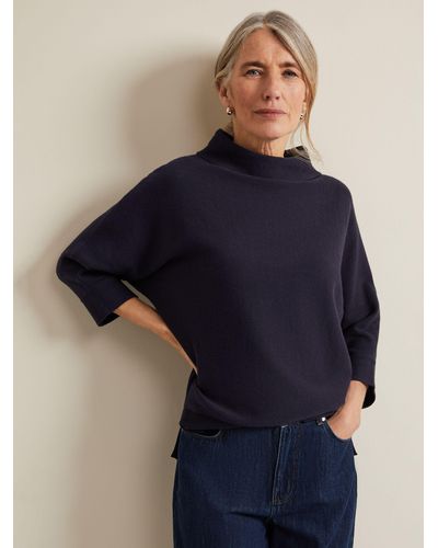 Phase Eight Salima Funnel Neck Jumper - Blue