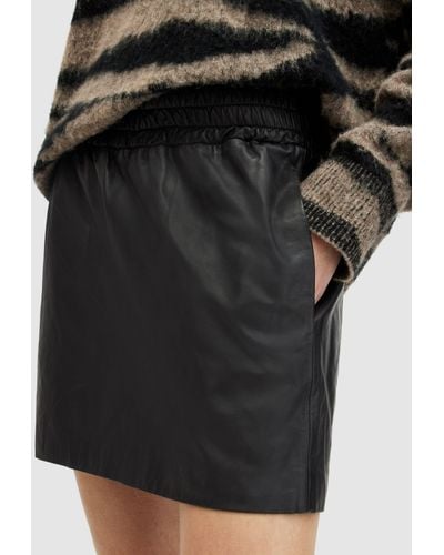 AllSaints Shana Leather Mini Skirt - Black