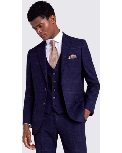 Moss Slim Fit Check Suit Jacket - Blue