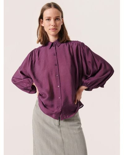 Soaked In Luxury Lilley Loose Fit 3/4 Sleeve Shirt - Purple