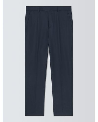 John Lewis Super 100's Birdseye Regular Suit Trousers - Blue