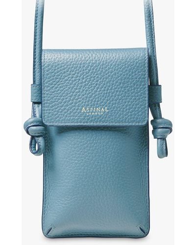 Aspinal of London Ella Pebble Leather Phone Pouch - Blue