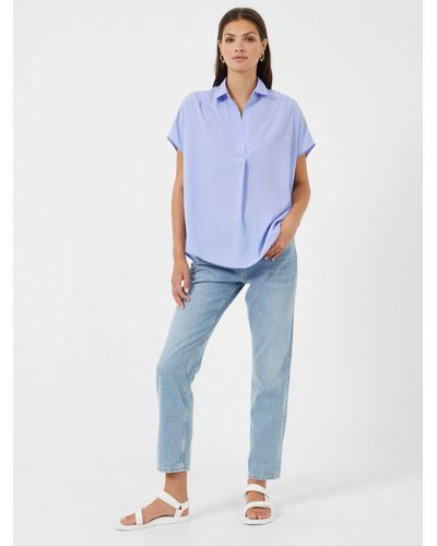 French Connection Short Sleeve Light Crepe Blouse - Blue