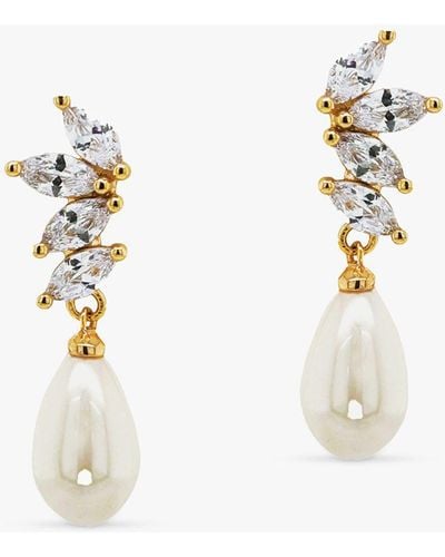 Ivory & Co. Crystal And Faux Pearl Drop Earrings - White