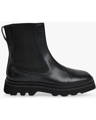 Whistles Kenton Square Toe Leather Boots - Black