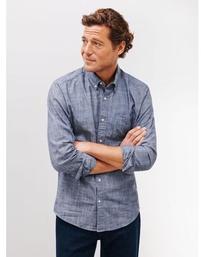 John Lewis Plain Chambray Long Sleeve Shirt - Blue