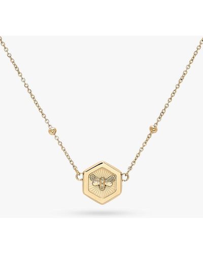 Olivia Burton Bee & Honeycomb Pendant Necklace - Metallic