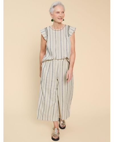 White Stuff Lisette Stripe Linen Blend Culottes - Natural