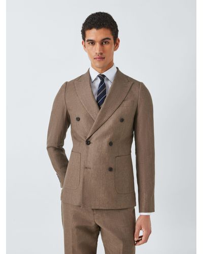 John Lewis Cambridge Tailored Fit Double Breasted Suit Jacket - Brown