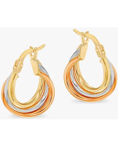 Ib&b 9ct Gold Three Colour Hoop Earrings - Metallic