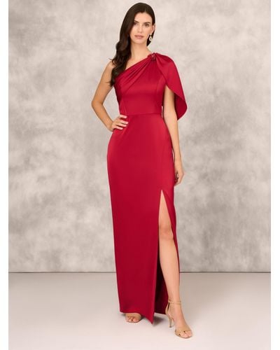 Adrianna Papell Aidan Mattox By Satin One Shoulder Maxi Dress - Red