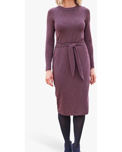 Pure Collection Tie Front Jersey Dress - Purple
