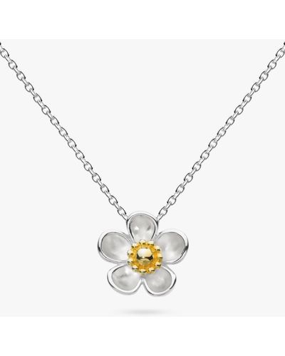 Kit Heath Blossom Wood Rose Pendant Necklace - Metallic