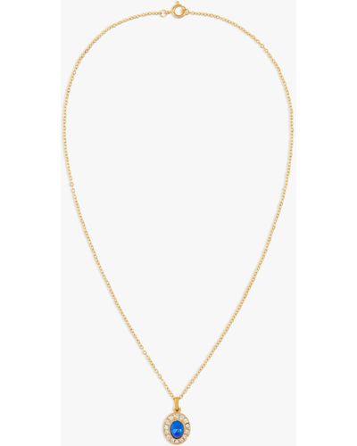 Susan Caplan Vintage Rediscovered Collection Gold Plated Swarovski Crystal Oval Pendant Necklace - White