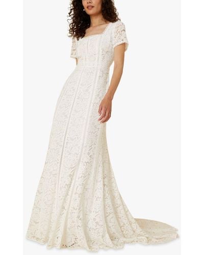 Monsoon Kim Lace Square Neck Maxi Wedding Dress - White