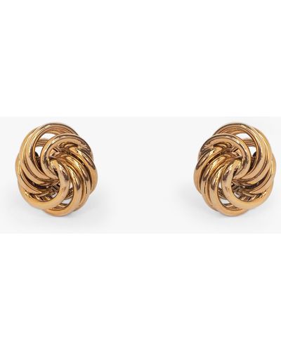 L & T Heirlooms Second Hand 9ct Yellow Gold Knot Stud Earrings - Metallic