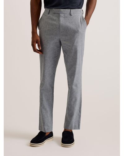 Ted Baker Pinstripe Slim Tailored Trousers - Grey