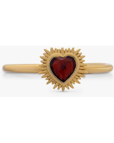 Rachel Jackson Electric Love Mini Garnet Heart Ring - Metallic