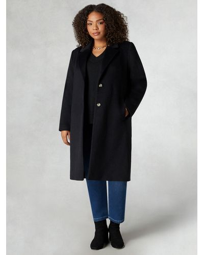 Live Unlimited Curve Wool Blend Long Tailored Coat - Black