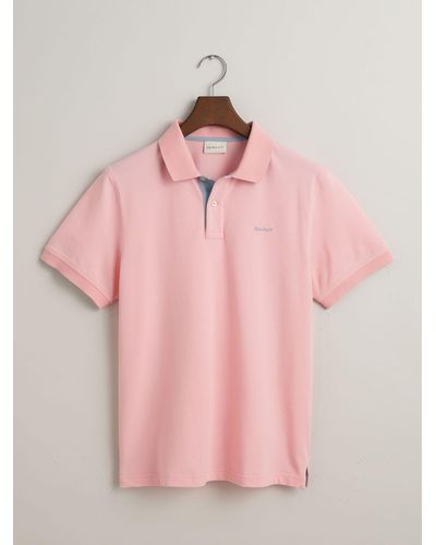 GANT Regular Contrast Short Sleeve Polo Top - Pink
