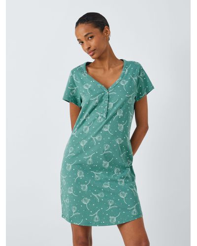 John Lewis Casey Notch Neck Night Dress - Green