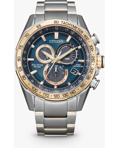 Citizen Cb5916-59l Perpetual Chrono A.t Eco-drive Chronograph Date Bracelet Strap Watch - Blue