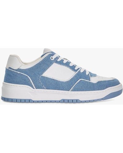 Dune Tainted Leather Chunky Court Trainers - Blue