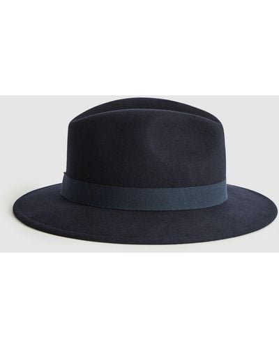 Reiss Ashbourne Wool Fedora Hat - Blue