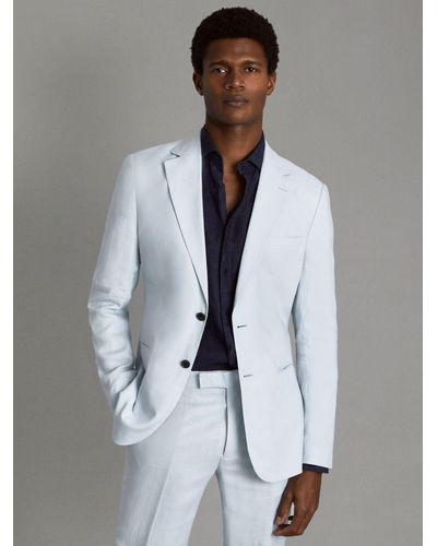 Reiss Kin Linen Tailored Jacket - Grey