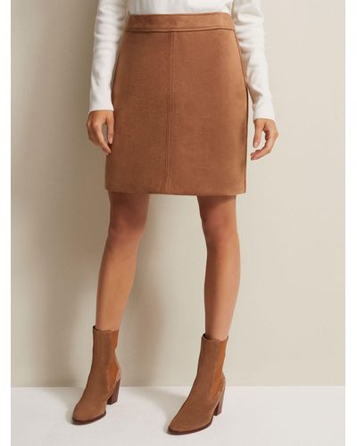 Phase Eight Darya Faux Suede Mini Skirt - Brown