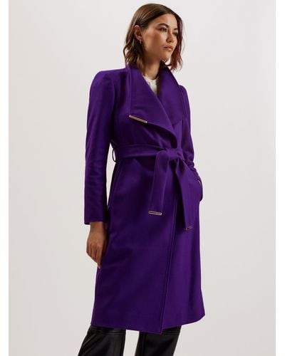 Ted Baker Rose Mid Length Wool Blend Wrap Coat - Purple