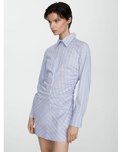 Mango Medine Stripe Shirt Dress - Blue