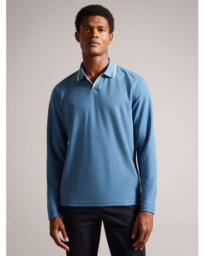 Ted Baker Maste Long Sleeve Regular Polo Shirt - Blue