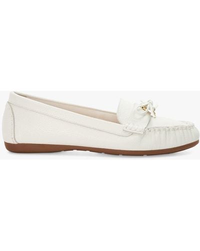 Dune Grovers Leather Bow Detail Driving Loafers - White