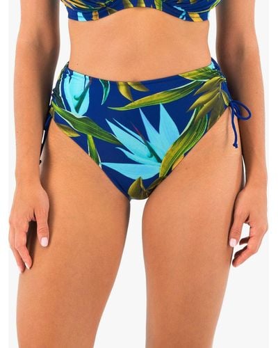 Fantasie Pichola Tropical Print High Waist Bikini Bottoms - Blue